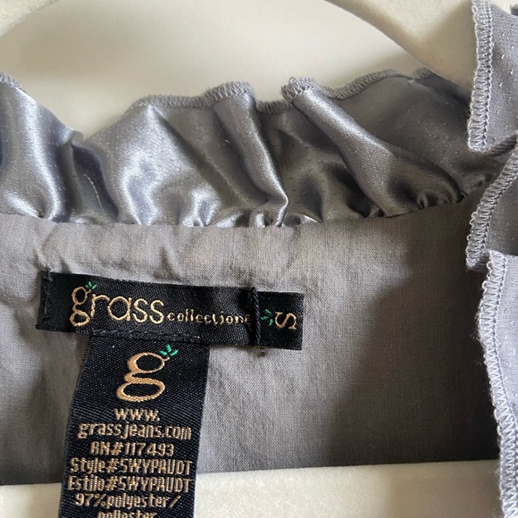 Grass Collection Gray Ruffled Blouse - Picture 2 of 3